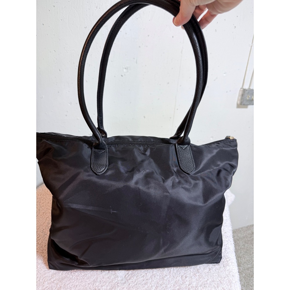 A New Day Black Nylon Tote Bag Recycled Polyester Gold Hardware Shoulder Bag